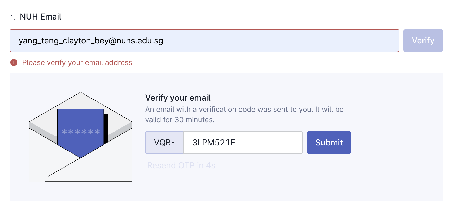 Enter the 6-digit OTP from your email